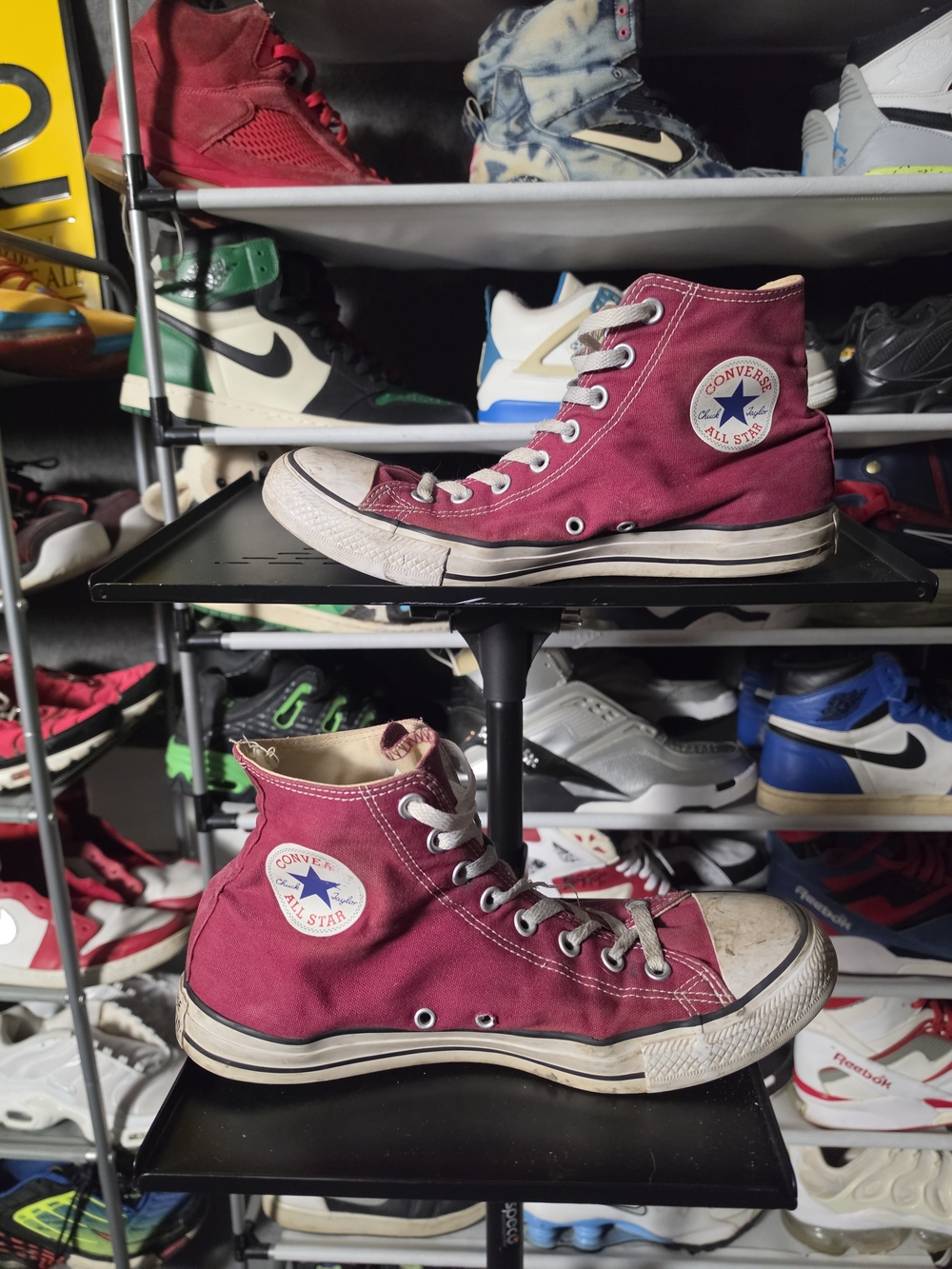 🔥 Converse All Stars Men Size 10 Distressed High Top Sneakers Wine Red